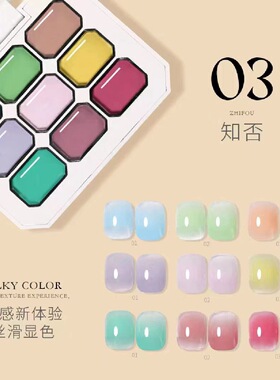 美甲油胶九宫格拍拍胶2024年新款秋冬腮红渐变晕染高饱和彩绘