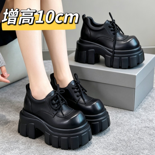 巨好看11cm内增高跟小皮鞋女鞋2026新款秋季厚底松糕玛丽珍乐福鞋