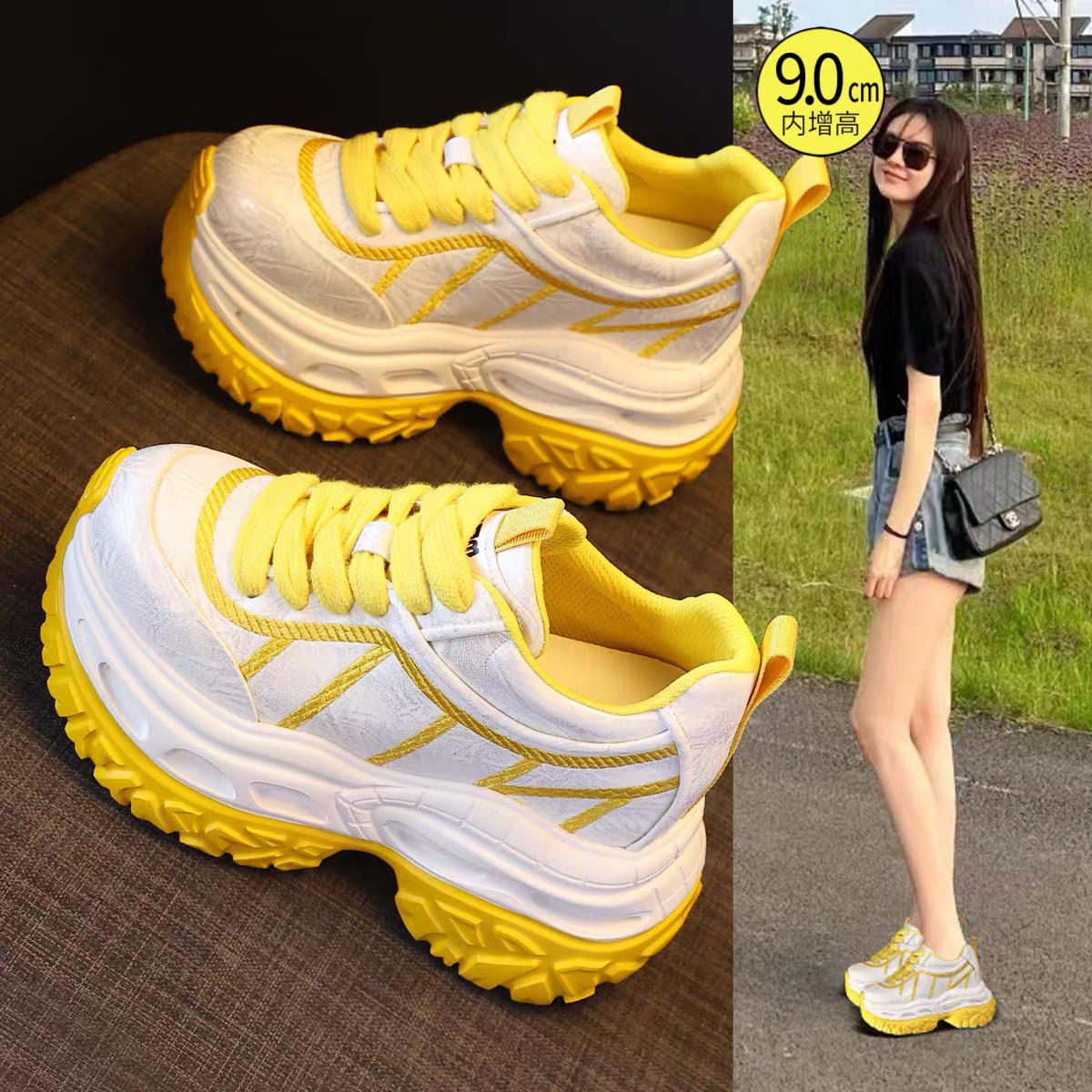 内增高老爹鞋女2026春季新款爆款松糕厚底小个子轻便软底运动休闲