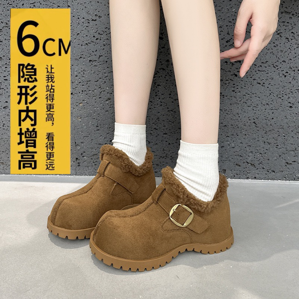 7cm加绒厚底勃肯鞋女冬2025真皮巨好看德训小个子内增高博肯棉鞋