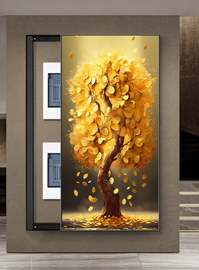 发财树电表箱装饰画大尺寸电闸盒弱配电箱遮挡挂画流水生财玄关画