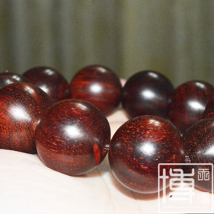 手珠老料顺纹小叶紫檀2.0cm珠手链男手串同料 带金星收藏佳品