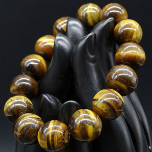 金虎眼石手链珠手串金沙石文玩念珠饰品水晶矿石工艺串珠男女款