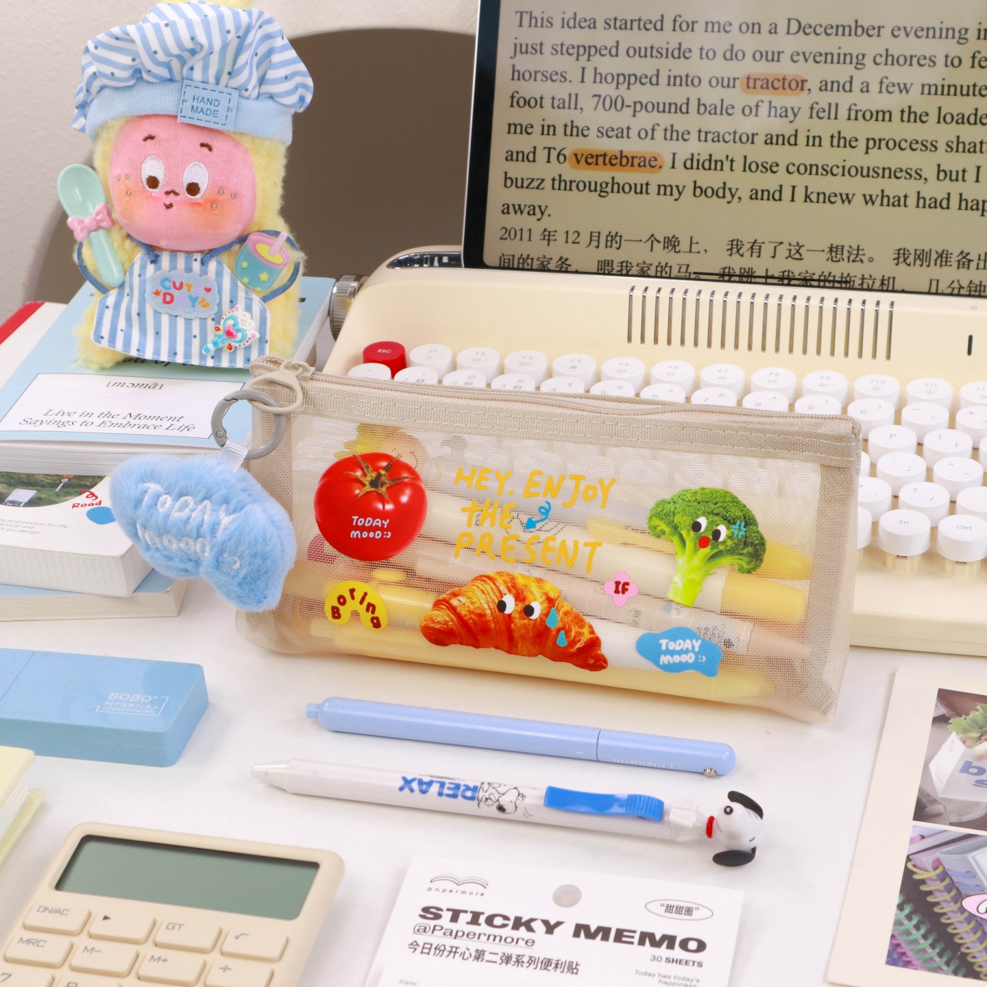 今日心情透明网纱笔袋