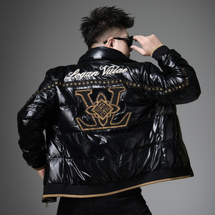 欧货高端轻奢90白鸭绒羽绒服男士冬季厚款刺绣外套男装防寒服男装