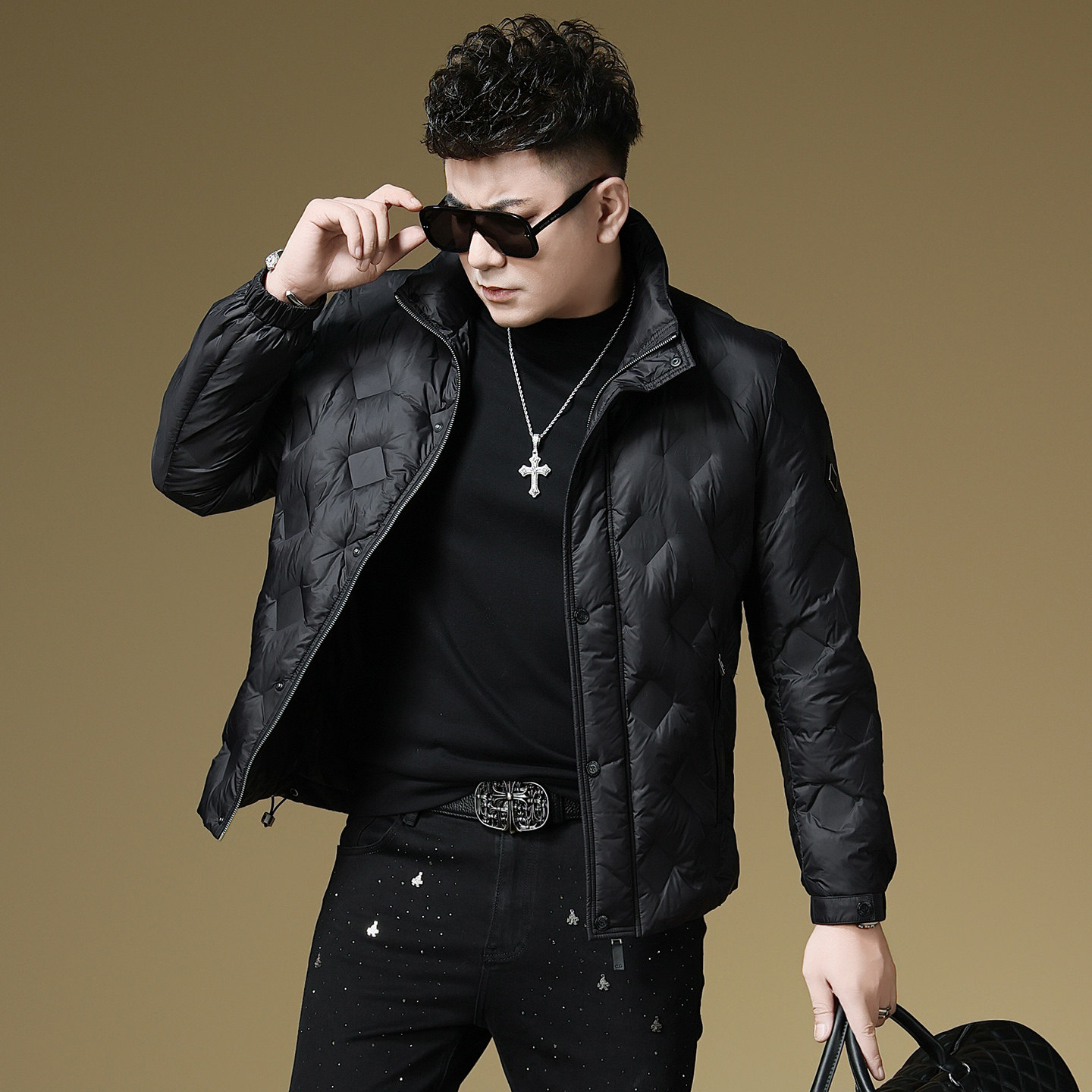 欧洲站潮牌男装羽绒服白鸭绒立领防寒服2025外套男士冬装高端夹克,男装,羽绒服,淘宝优惠券,粉丝福利购,淘宝优惠卷