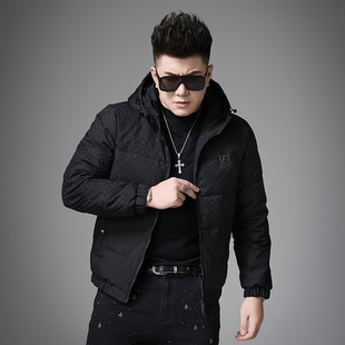 欧货冬季高端保暖连帽羽绒服90白鸭绒2025新款男士加厚短款外套男