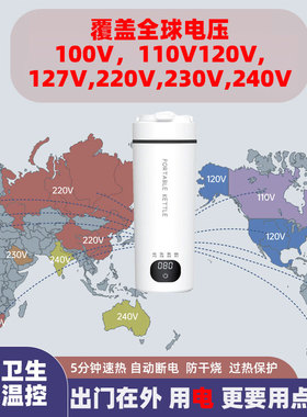 Portable Kettle跨境全球电压便携式电热水杯100-240V旅行烧水壶