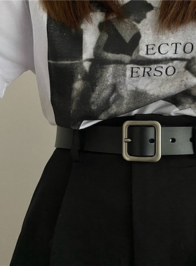 皮带女真皮简约ins韩版新款百搭bf潮男通用款装饰牛仔工装裤腰带