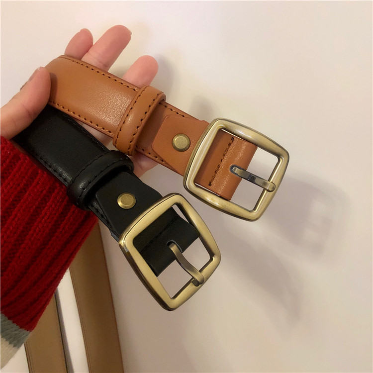 真皮方扣皮带女2025新款韩国学院ins风简约百搭二层牛皮复古腰带,服饰配件/皮带/帽子/围巾,腰带/皮带/腰链,淘宝优惠券,粉丝福利购,淘宝优惠卷