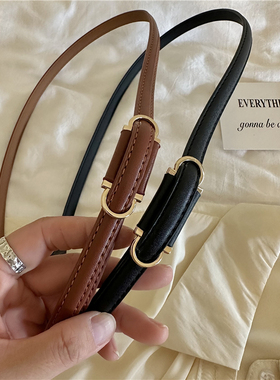 onetk无孔小腰带女复古细皮带免打孔装饰毛衣衬衣连衣裙西装简约