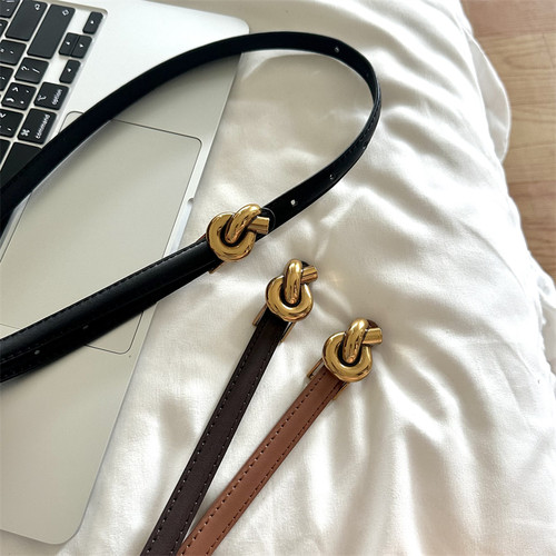 韩系简约腰带时尚精致感二层牛皮