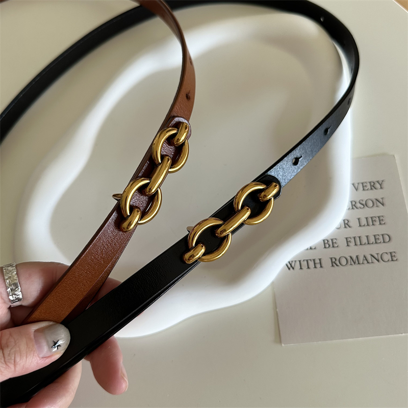 高级感学院chic风腰带二层牛皮