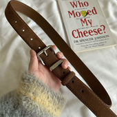 秋新绒面小腰带女韩风真皮磨砂质感简约针扣百搭牛仔裤 皮带配饰