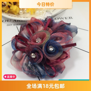 南韩版日韩国头绳发绳发圈皮筋布艺花朵绢纱雪纺头饰发饰优雅时尚