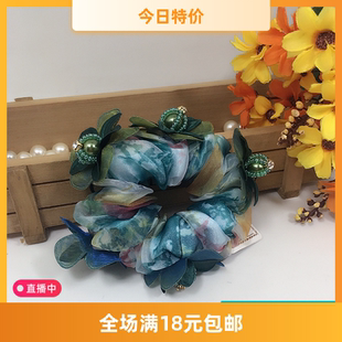 南韩版日韩国头绳发绳发圈皮筋布艺花朵绢纱雪纺头饰优雅气质发饰