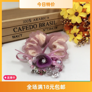 日韩国布艺头绳发绳南韩版发圈皮筋扎马尾头花头饰发饰花朵水晶