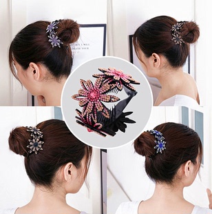 大号盘头发饰女小号丸子头发圈头饰水钻发夹发卡发箍花苞头马尾扣