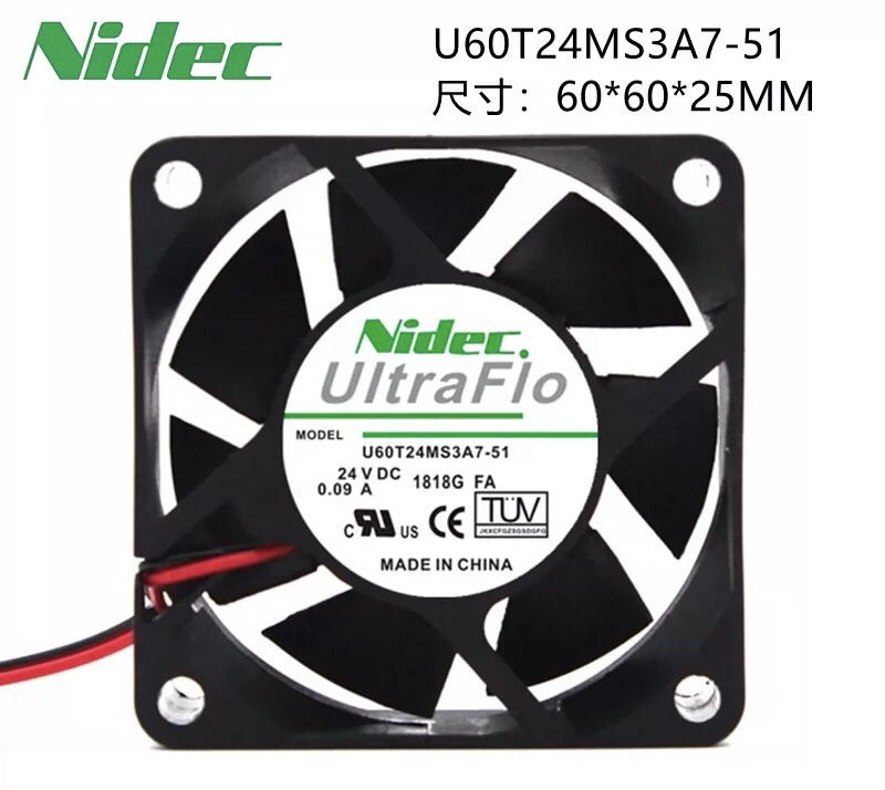U60T24MS3A7-51 24V 0.09A 尼得科Nidec 6025 静音变频器散热风扇