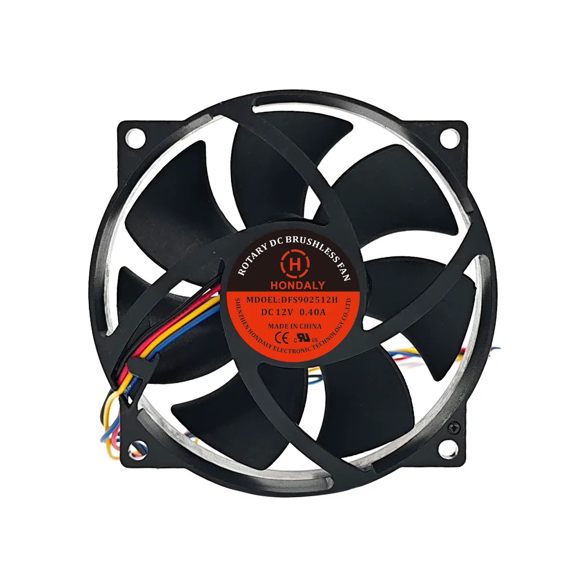 全新HONDALY DFS902512H 12V 0.40A 4线高转速散热风扇全圆形9025