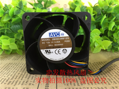 原装 2B06038B12G AVC 6038 12V 高速4线PWM暴力散热风扇 6CM厘米