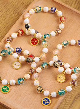 金箔琉璃手链五路财神琉璃