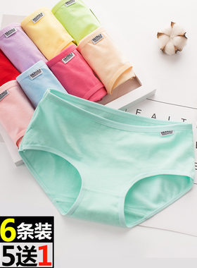 6Pack Women's Sexy Underwear -Lace Band Cotton Thong Panties