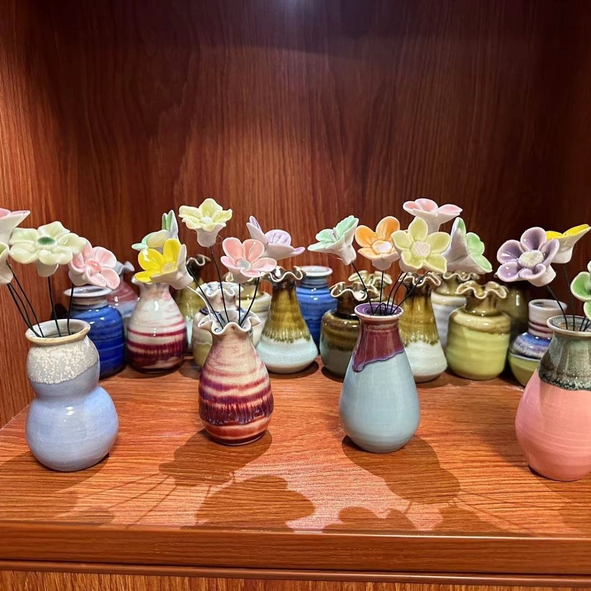 随缘陶瓷迷你小花瓶陶瓷摆件颜色釉文艺植物家居花插