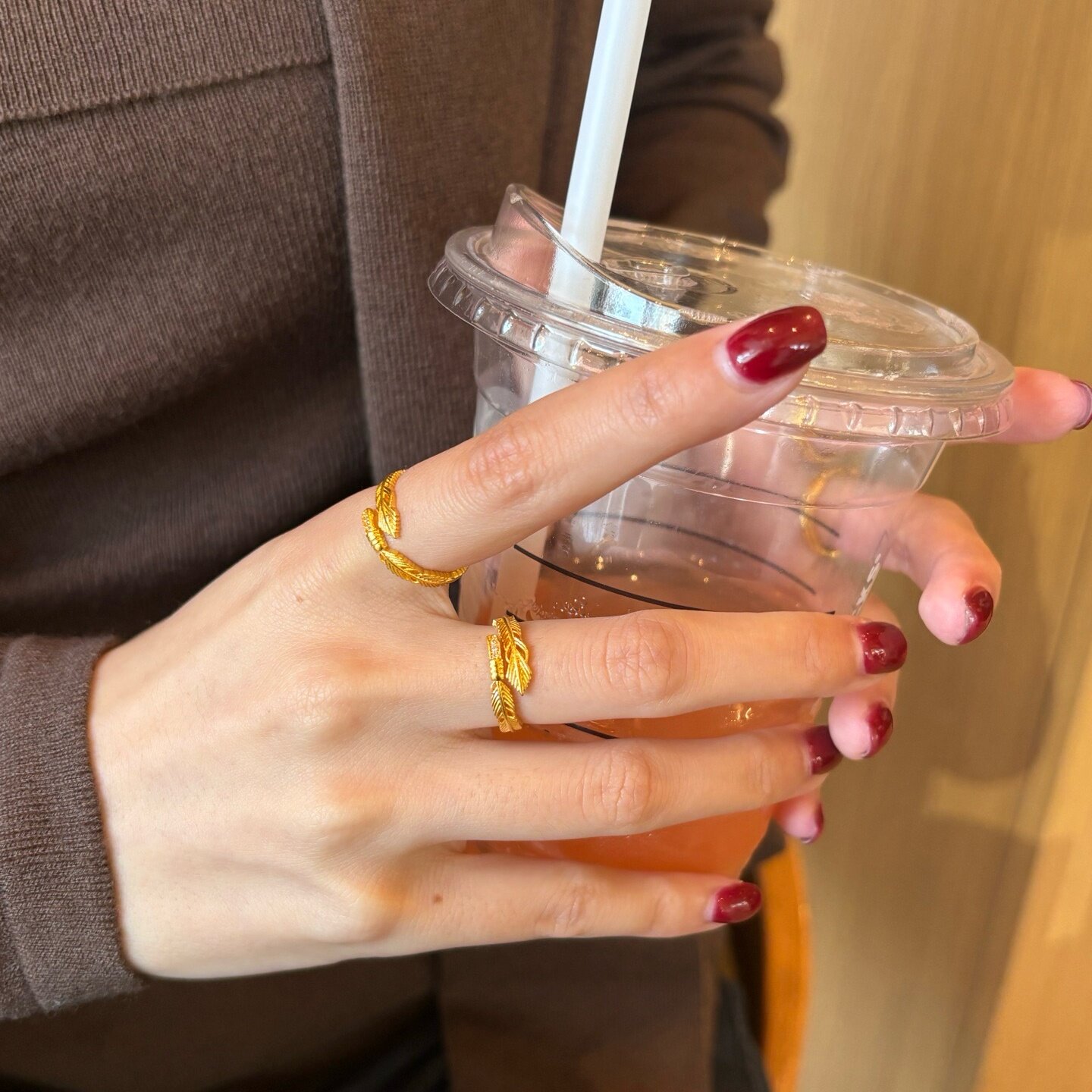黄金轻奢羽毛戒指 足金999莫桑钻对戒结婚订婚送女友生日礼物情侣