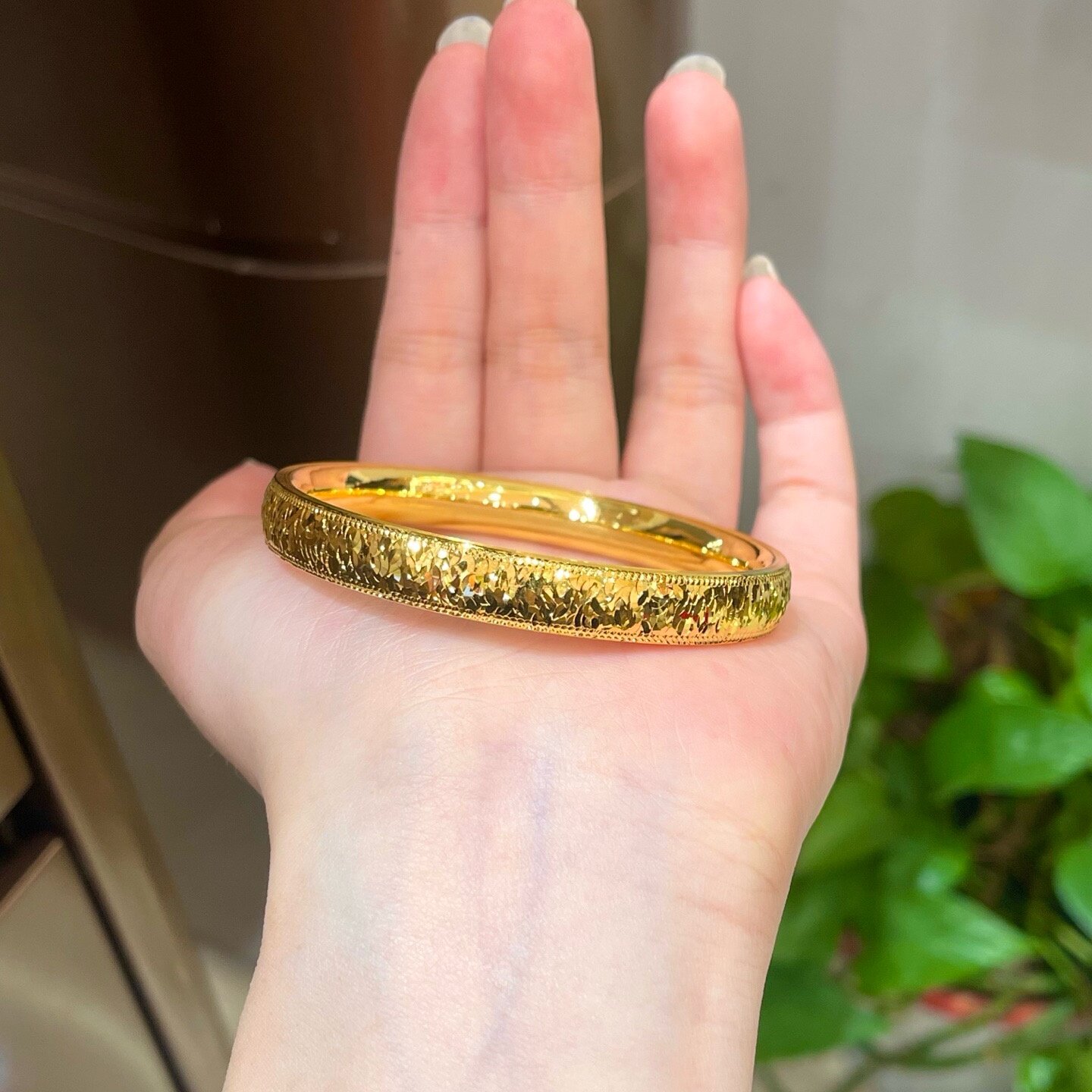 黄金轮胎碎碎冰手镯 999足金古法情人节送女朋友生日礼物结订婚男