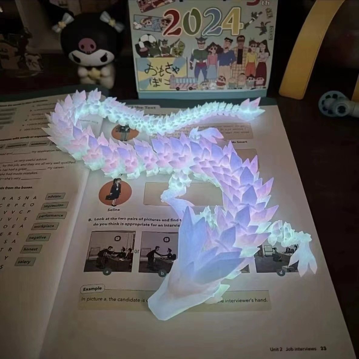 3D打印夜光龙渐变水晶龙宝石全关节可动仿真桌面创意摆件玩具礼物