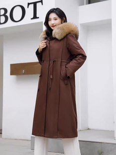 皮草外套貉子毛领可拆卸大衣新款 专柜正品 兔毛加长内胆派克服毛袖
