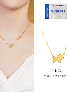 925银生肖马锁骨链送女友礼物