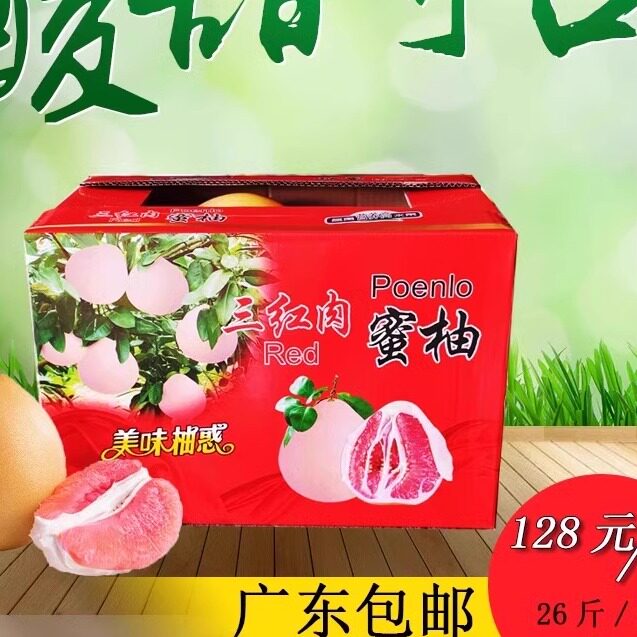 精品礼盒装广东梅州梅县正宗三红蜜柚梅州梅县金柚红柚子客家特产