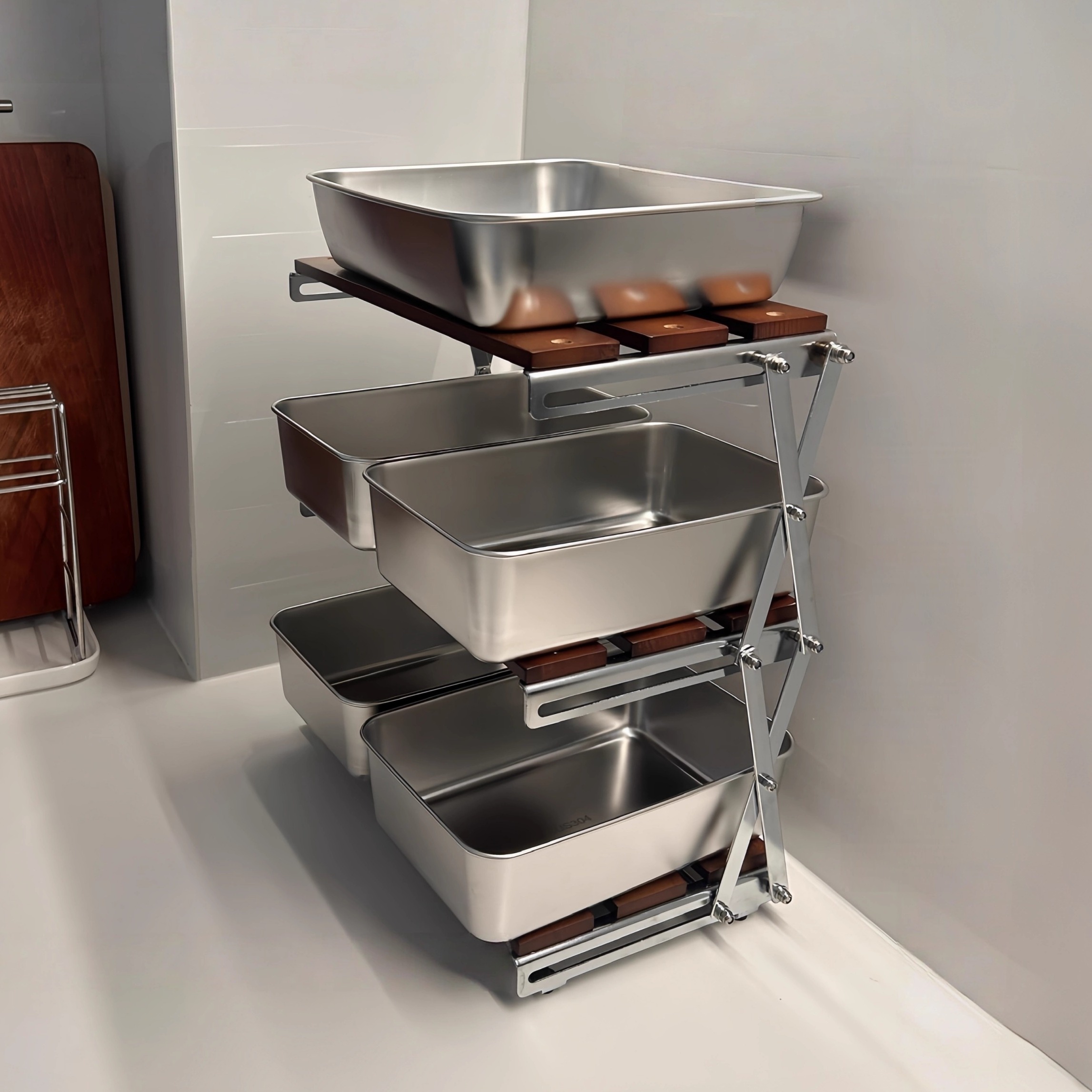 【厨房好物】可折叠备菜收纳置物架多层高碳钢调高度妮妮酱酱推荐