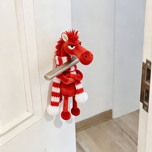 小马门把手装饰挂件新年氛围布置入户房门把玩偶摆件防撞乔迁礼物