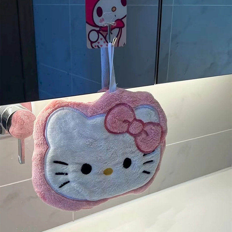 hellokitty擦手巾挂式可爱卡通少女心浴室珊瑚绒擦手巾强吸水手帕