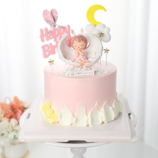 烘焙蛋糕装 安妮祈祷天使网红可爱女孩翅膀兔耳朵生日插件 饰摆件