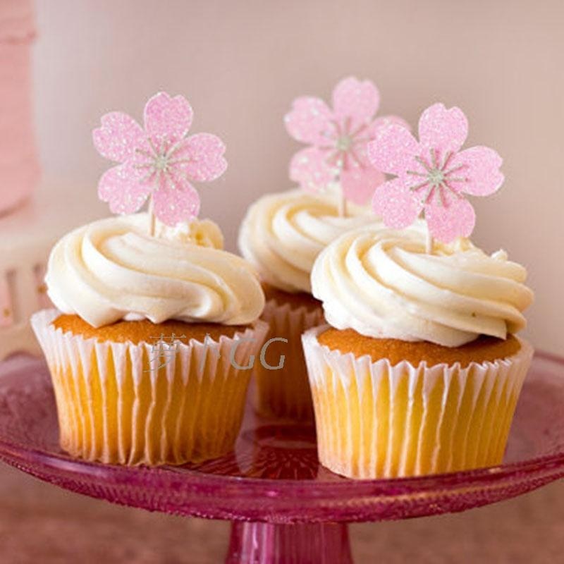 清新唯美樱花蛋糕插牌情景蛋糕装饰插片 创意甜品台布置 10枚装