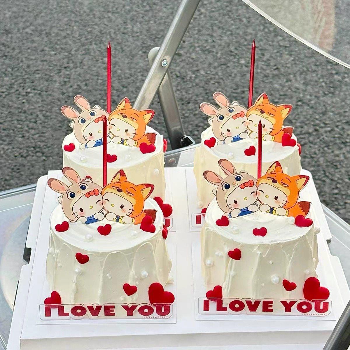 狐狸兔子情侣2.14情人节蛋糕装饰插牌ILOVEYOU字牌表白烘焙装扮,节庆用品/礼品,节日装扮用品,淘宝优惠券,粉丝福利购,淘宝优惠卷