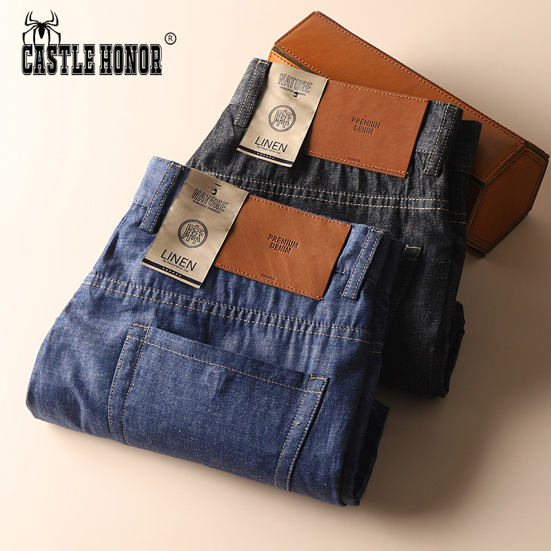 意大利高端进口亚麻牛仔裤男