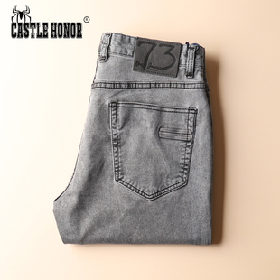 CH意大利高端烟灰色牛仔裤男2024新款春夏薄款修身直筒水洗长裤