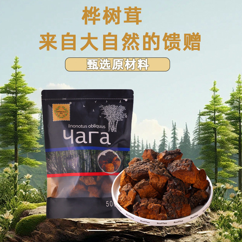 正品俄罗斯桦树茸原装进口500g黑金切块野生特级精选口岸仓直发