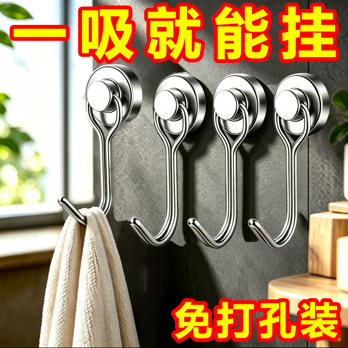 可旋转免打孔强力磁吸钩