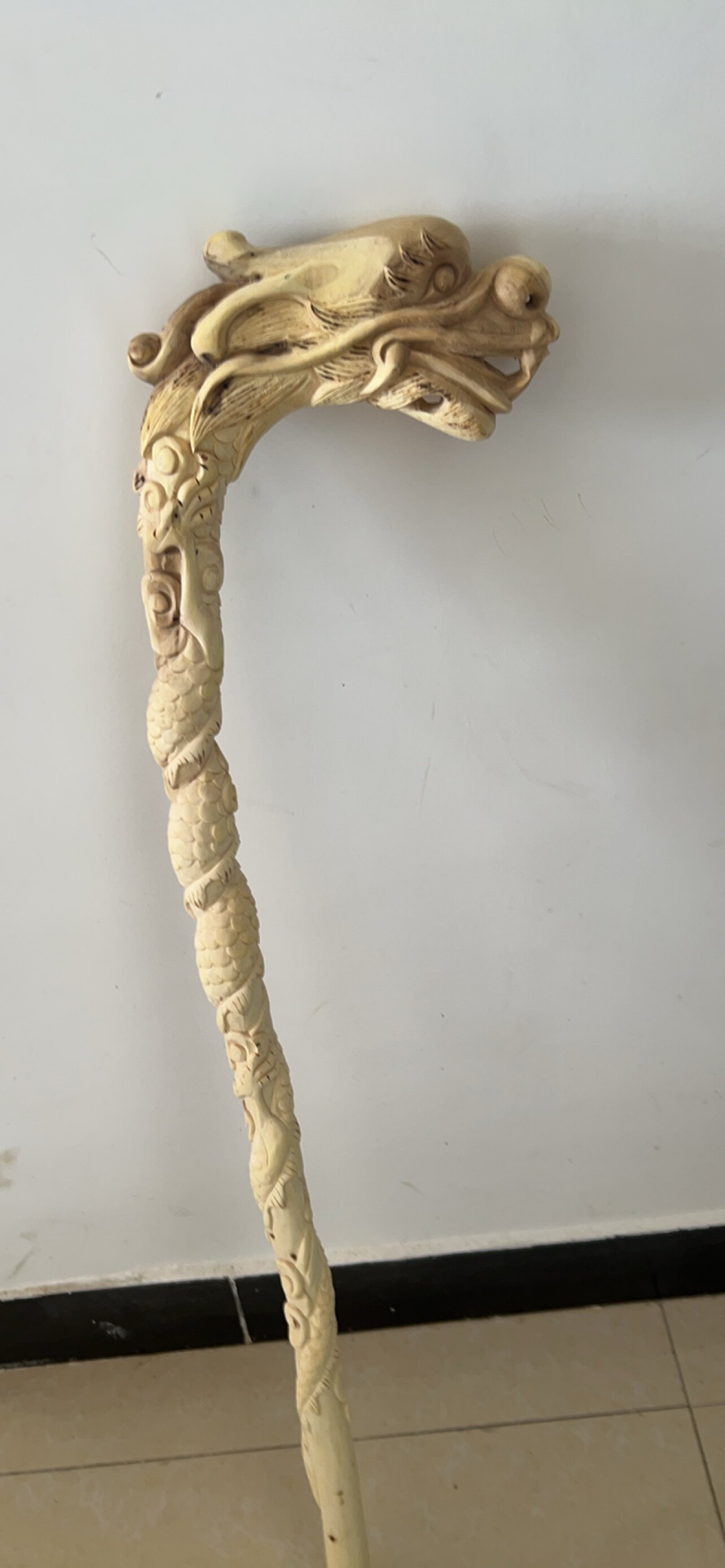 黄莲木龙头拐杖龙头老人家拐杖专用天然木雕拐