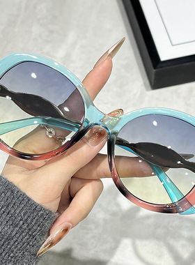 墨镜女款2026新款大圆框太阳镜欧美彩虹色时尚个性防晒太阳眼镜框
