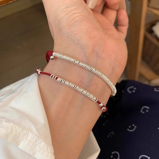 本命年红色物品足银日进斗金碎银子小盘缠手绳六六大顺红绳手链26