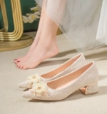 Свадебные туфли, белая обувь, против усталых ног, 2024 года, французский стиль, изысканный стиль