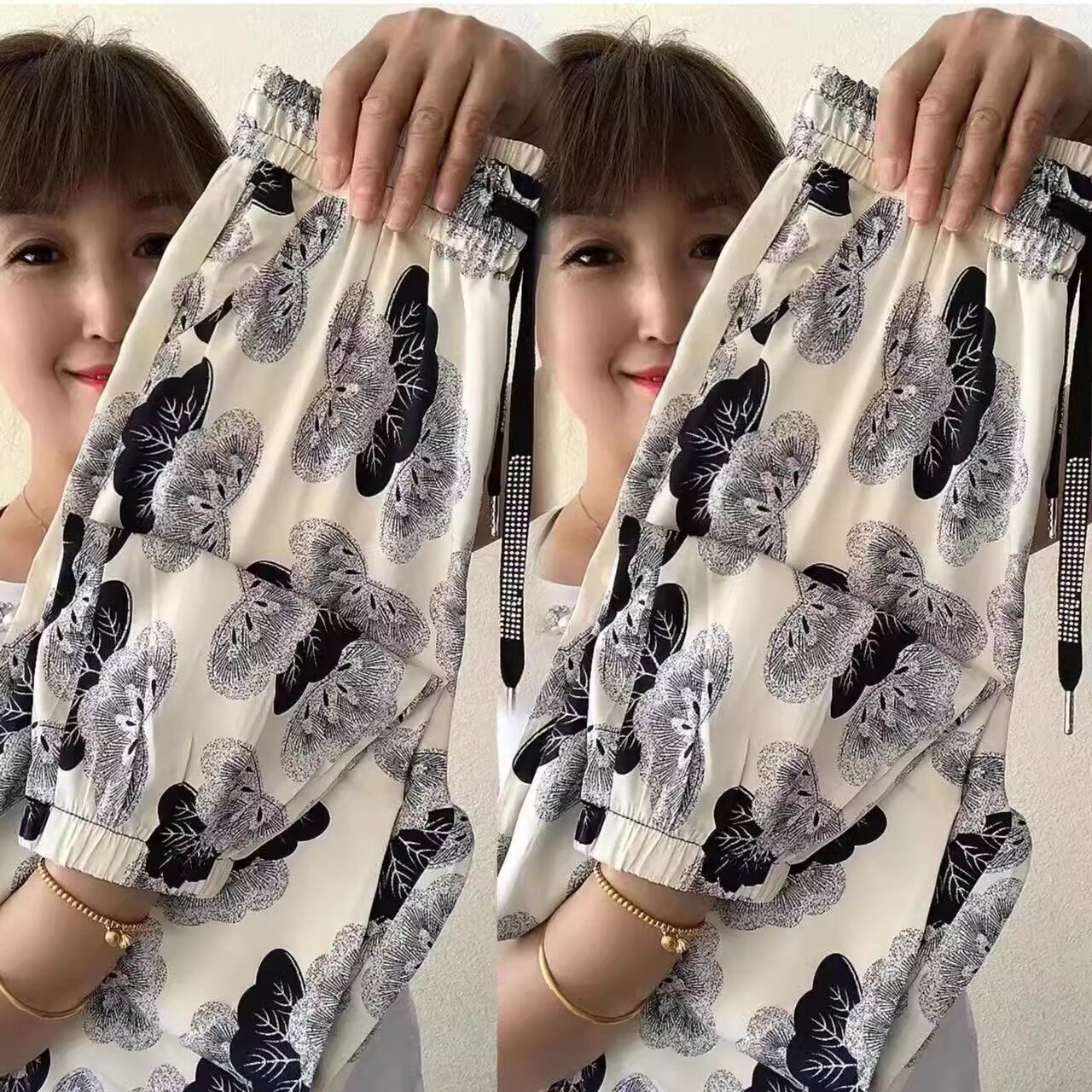 欧货裤子女春夏薄款休闲裤醋酸冰丝裤遮肉显瘦灯笼裤百搭九分裤女