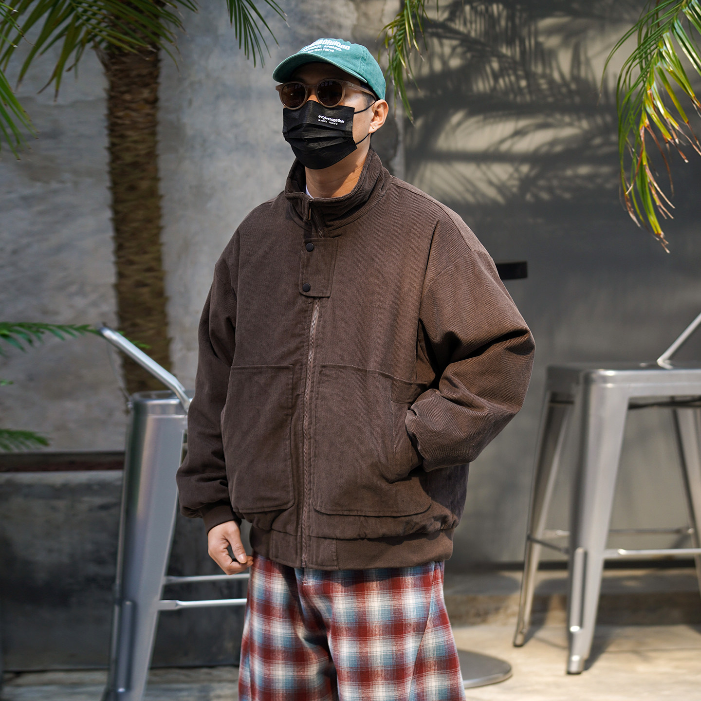 PROPCELL灯芯绒立领白鸭绒服